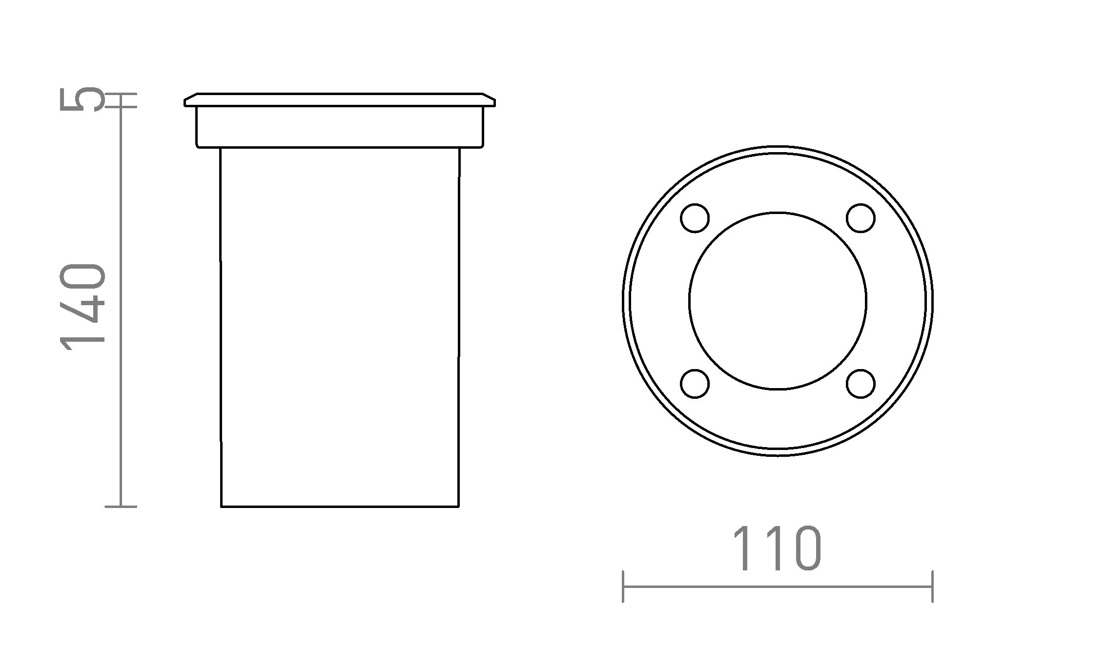 ORBU R recessed lamp - Product sketch