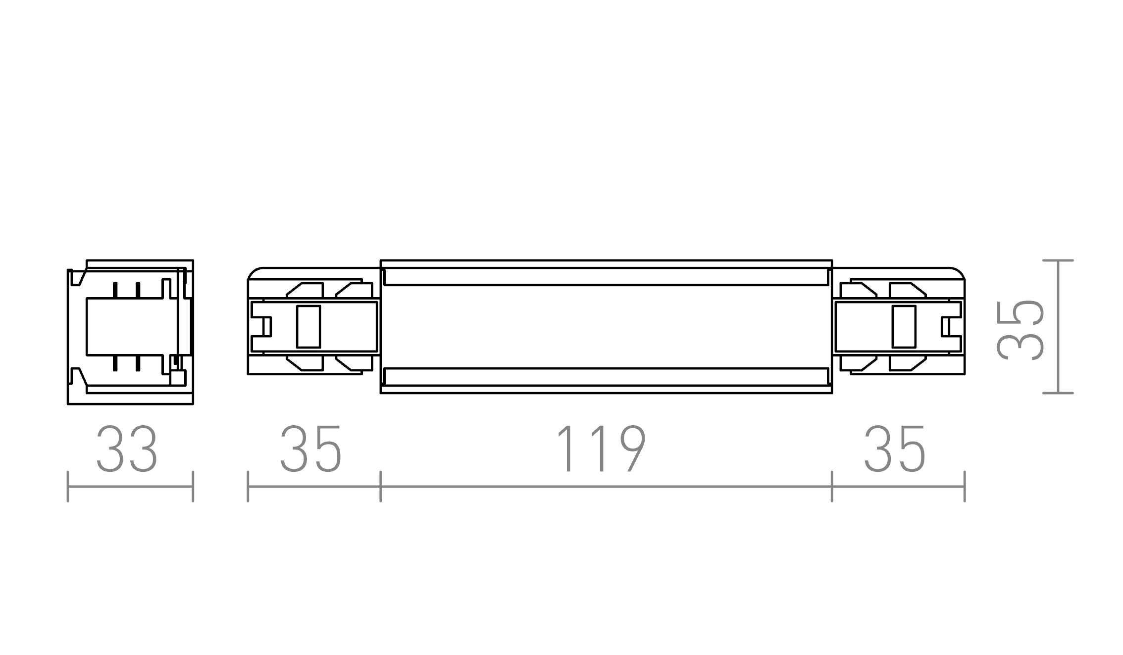 EUTRAC STRAIGHT JOINT WITH FEED-IN - Product sketch