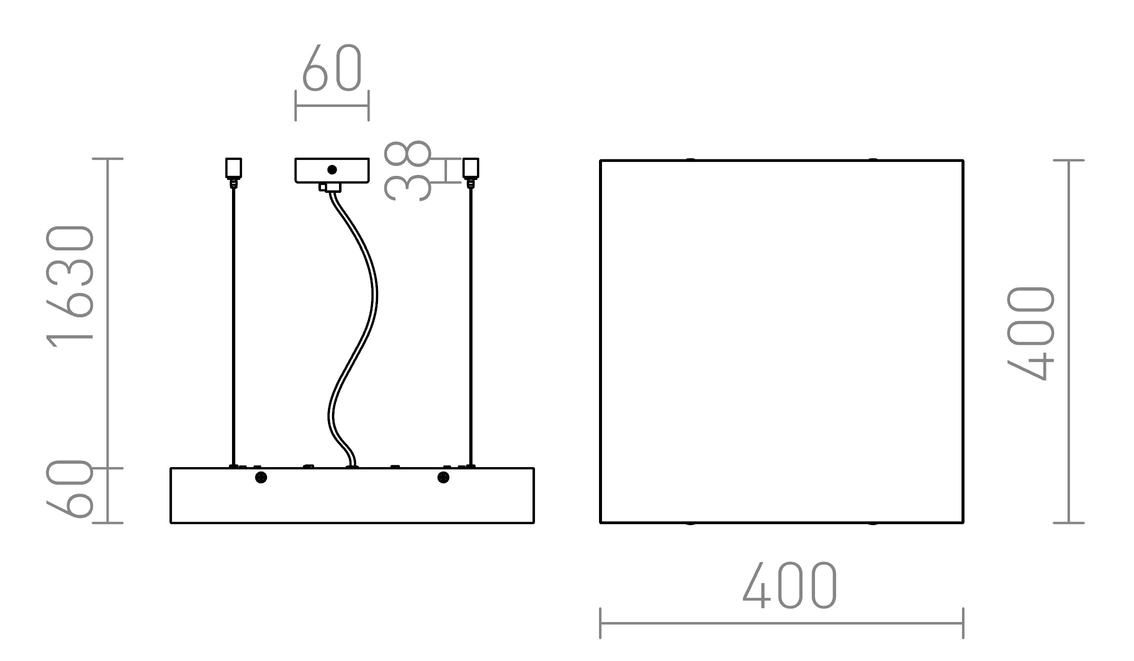 STRUCTURAL 40x40 pendant lamp - Product sketch