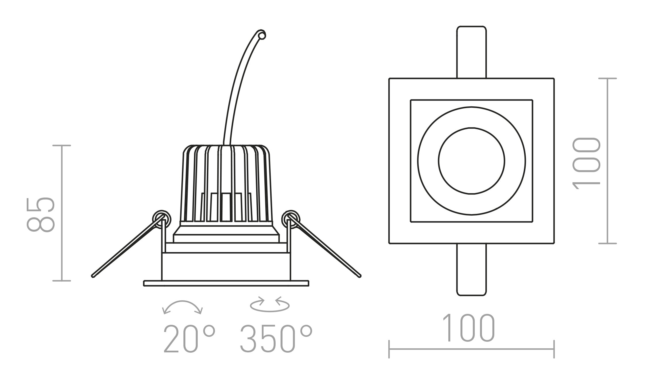 TIM  recessed lamp - Product sketch