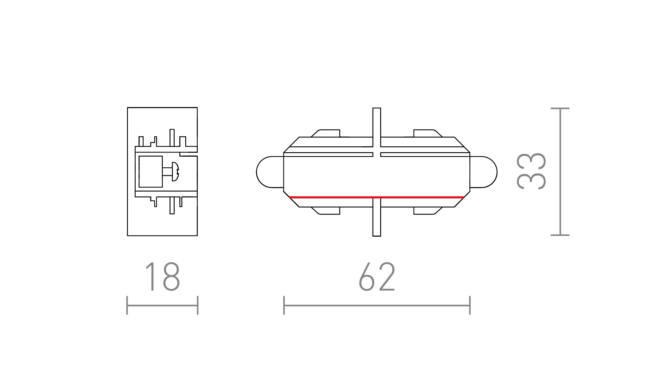 STRAIGHT JOINT FOR 1-CIRCUIT TRACK - Product sketch