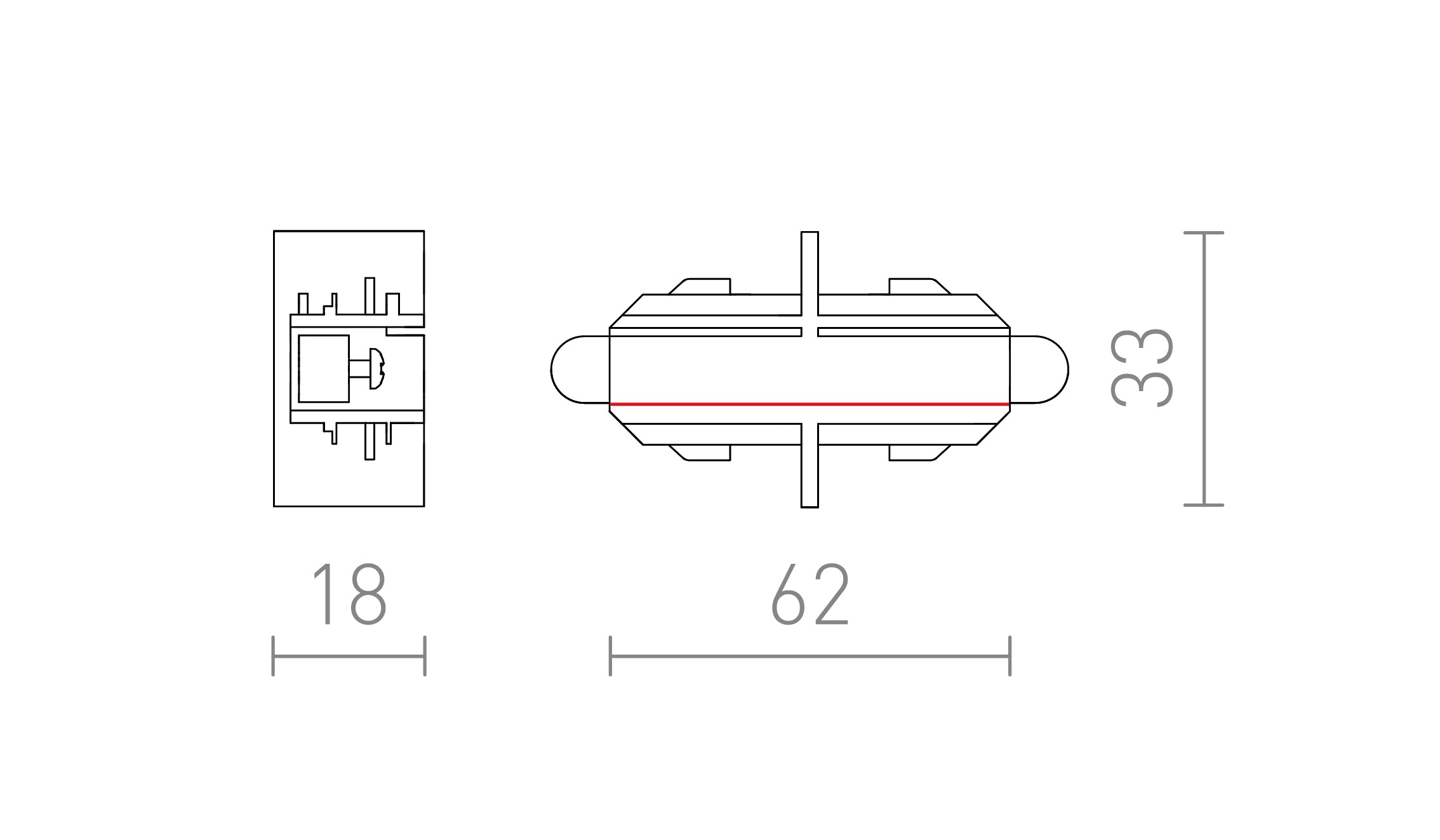 STRAIGHT JOINT FOR 1-CIRCUIT TRACK - Product sketch