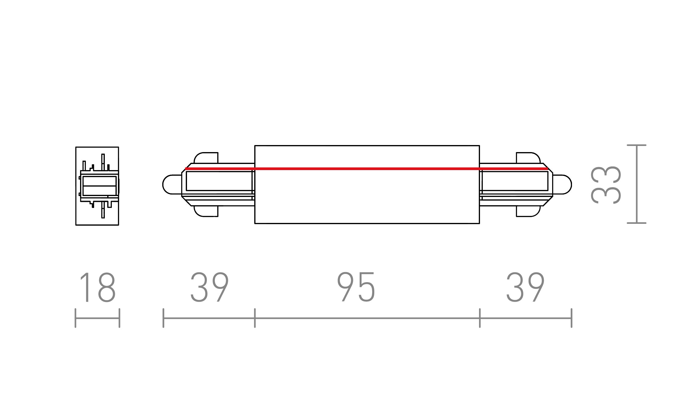 STRAIGHT JOINT WITH FEED-IN FOR 1-CIRCUIT TRACK - Product sketch