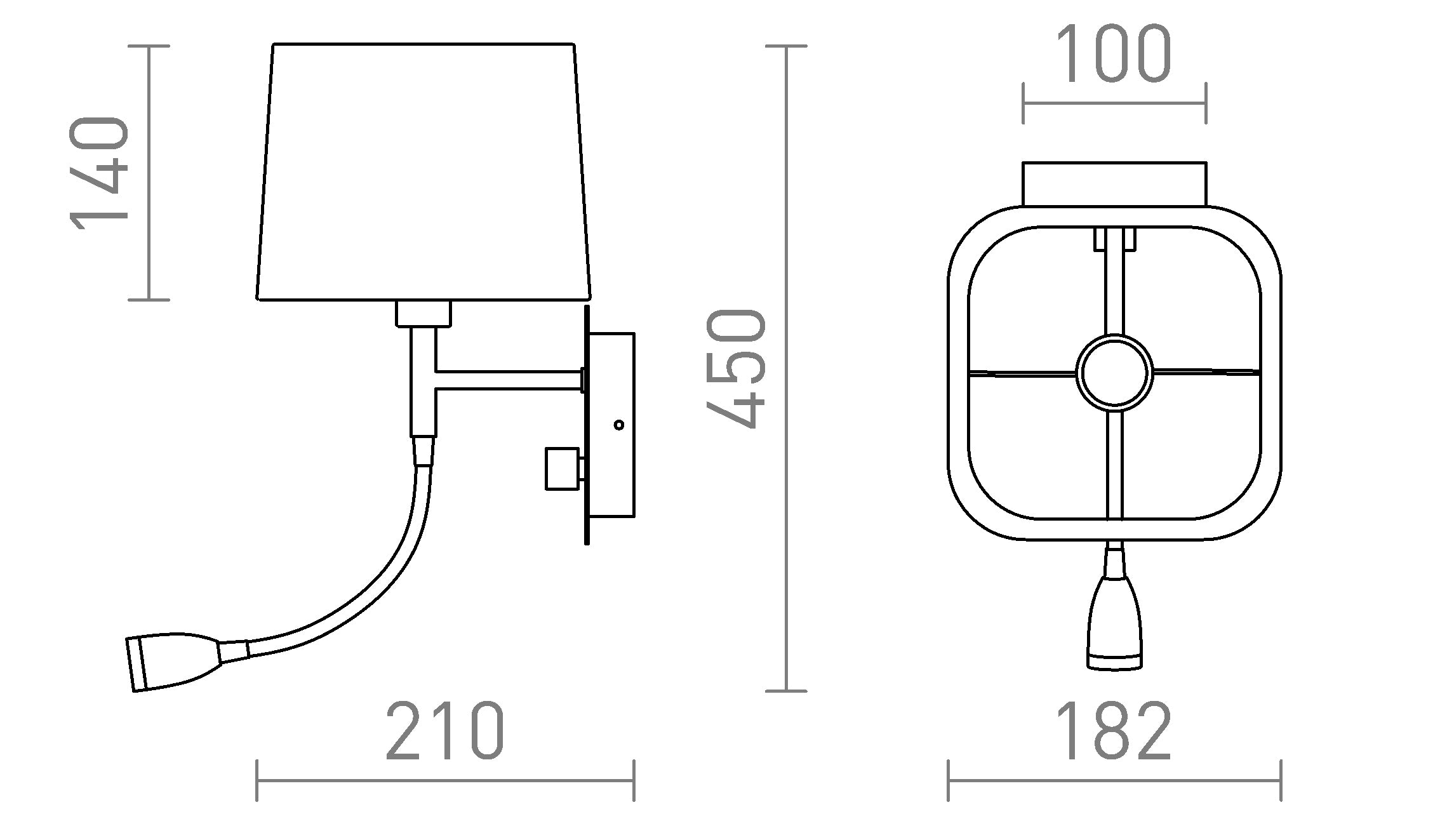 PERTH  wall with LED spotlight - Product sketch