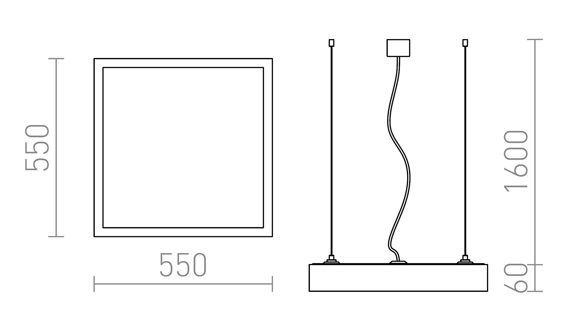 STRUCTURAL LED PENDANT 55X55 - Product sketch