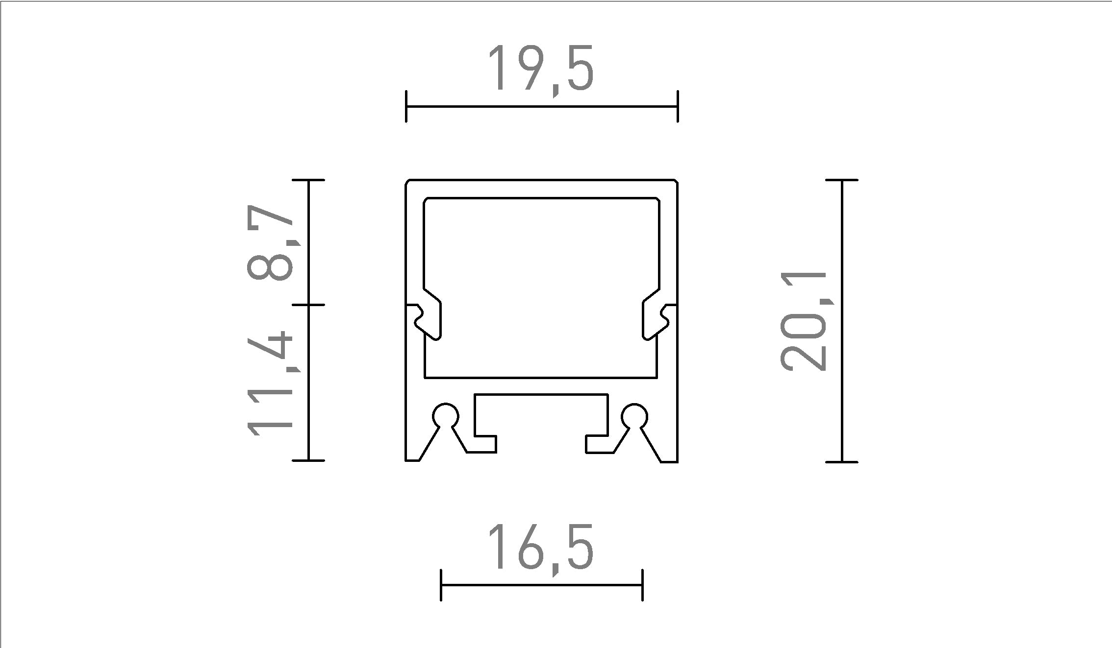LED PROFILE D SURFACE-MOUNTED - Product sketch