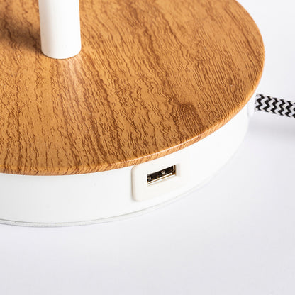RENDL table lamp KEITH/DELISA table with USB white buttons/beech 230V LED E27 11W R14037 3
