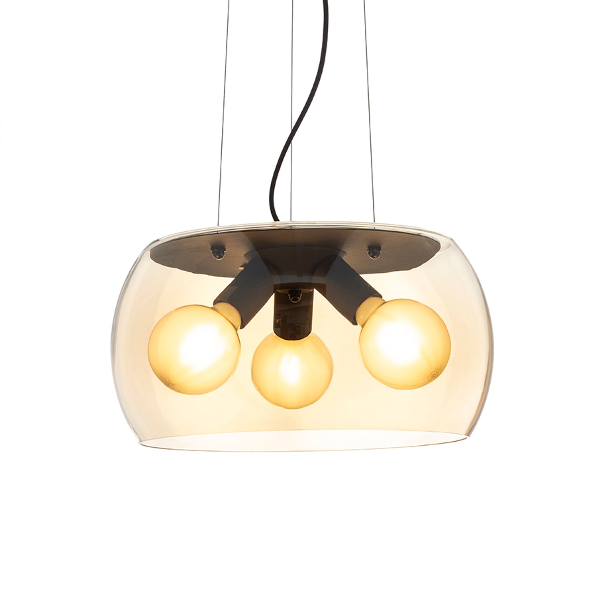 RENDL pendant lamp AMANDA pendant matte black amber-colored glass 230V LED E27 3x15W R14135 1